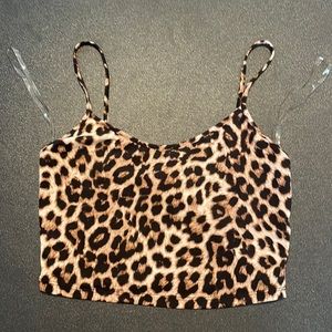 Leopard crop top with spaghetti straps!